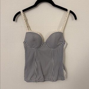 Jessica Simpson Black and White Striped Camisole with Lace